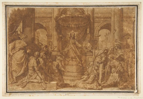 Christ Preaching by Federico Zuccaro, drawing, 1500-1600