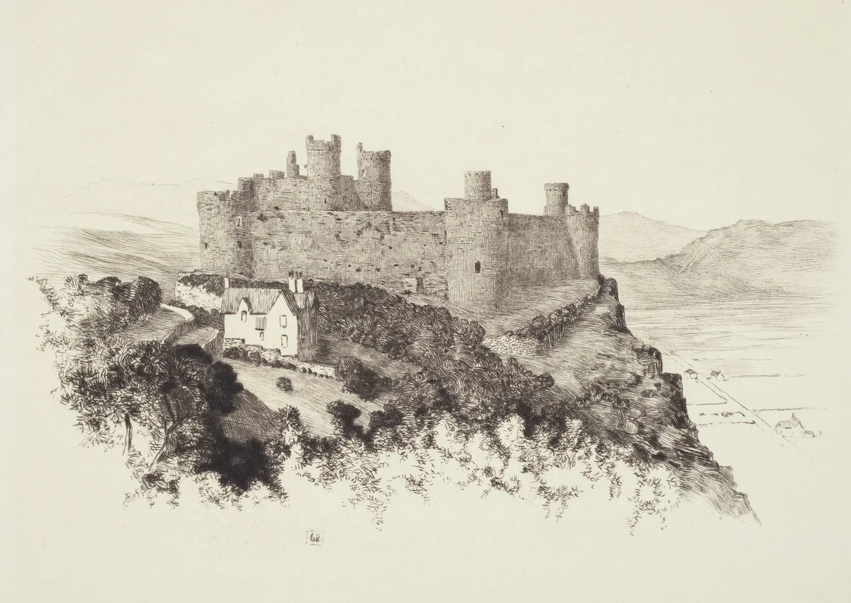Harlech Castle, Wales by George Elbert Burr, print, 1929-1939
