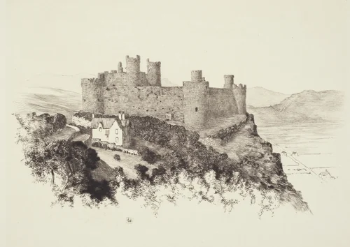 Harlech Castle, Wales by George Elbert Burr, print, 1929-1939