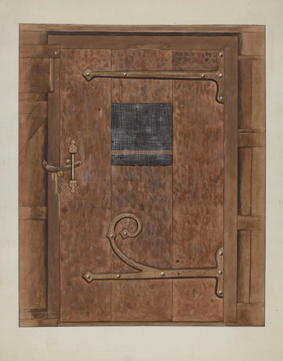Iron Hinges on Door by Bertha Semple, index of american design, 1936