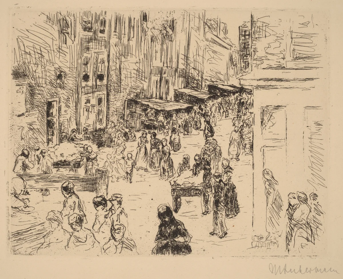 The Jewish Quarter in Amsterdam by Max Liebermann, print, 1906