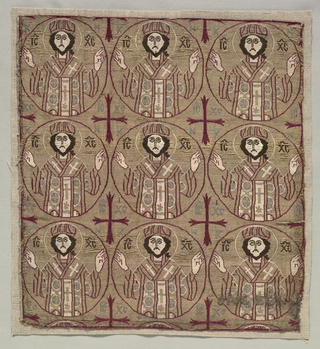 Lampas with roundels of the image of Christ in benedictory pose by Unknown, textile, 1550-1650