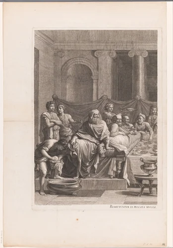 Christus in het huis van Simon in Bethanië (linker deel) by Jean Pesne, print, 1680-1694