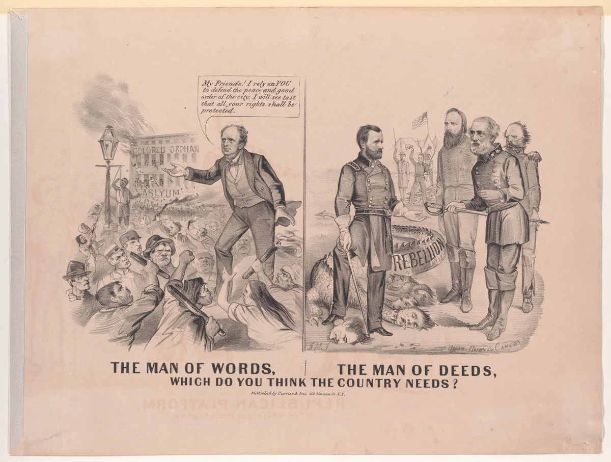 The Man of Words, The Man of Deeds, Which Do You Think the Country Needs? by John Cameron, print, 1869