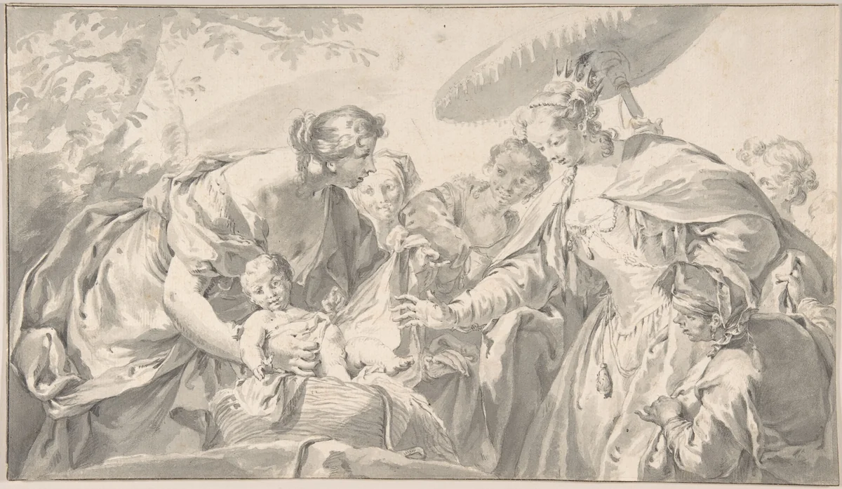 The Finding of Moses by Anton Kern, drawing, 1725-1747