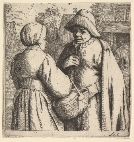 Conversation in the Street by Adriaen van Ostade, print, 1610-1685