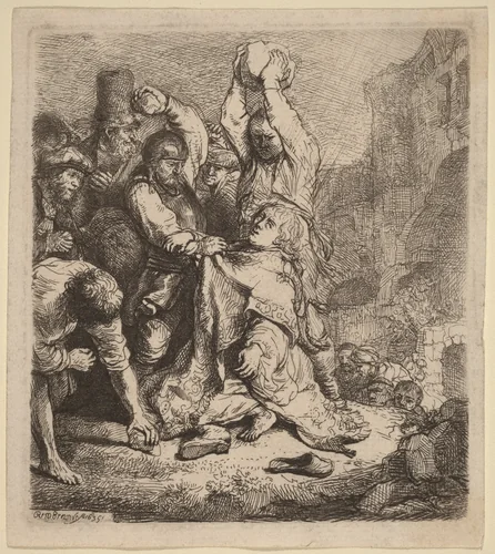 The Stoning of Saint Stephen by Rembrandt van Rijn, print, 1635