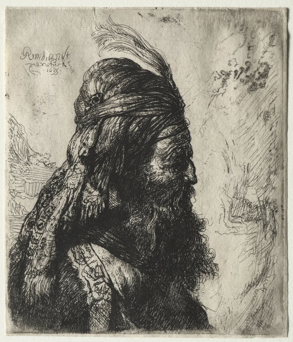 The Third Oriental Head by Rembrandt van Rijn, print, 1635