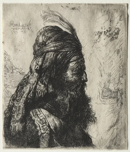 The Third Oriental Head by Rembrandt van Rijn, print, 1635
