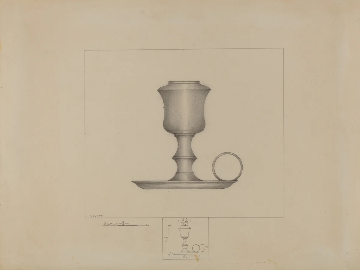 Pewter Lamp by Henry Meyers, index of american design, 1936