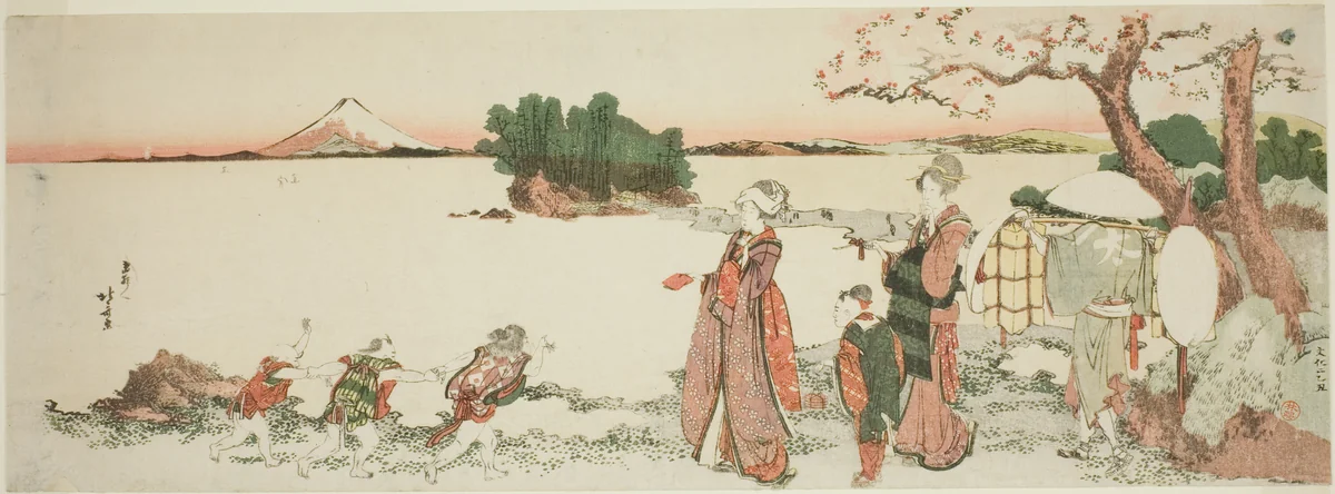 Ladies at Shichirigahama by Katsushika Hokusai (葛飾 北斎), print, 1801-1849