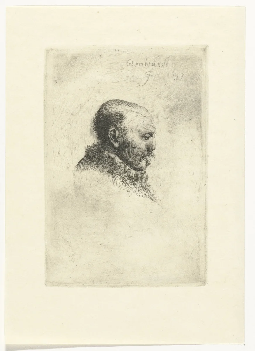 Bald headed man in profile right: the artist's father (?) by Ignace-Joseph de Claussin, print, 1805-1844