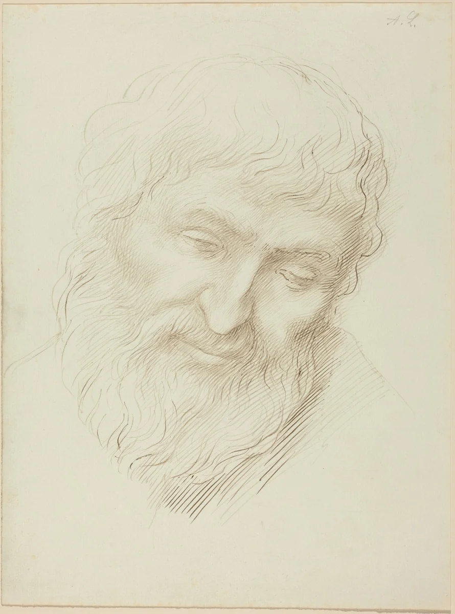 Head of a Man by Alphonse Legros, drawing, 1837-1911