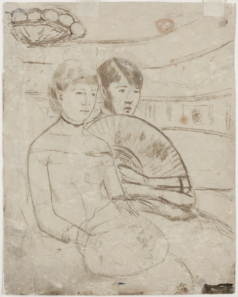 The Loge [verso] by Mary Cassatt, drawing, 1882