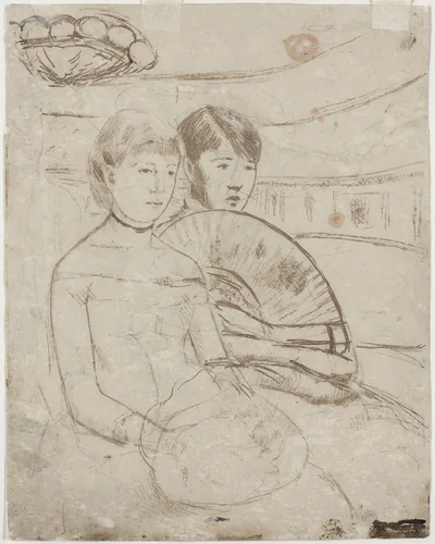 The Loge [verso] by Mary Cassatt, drawing, 1882
