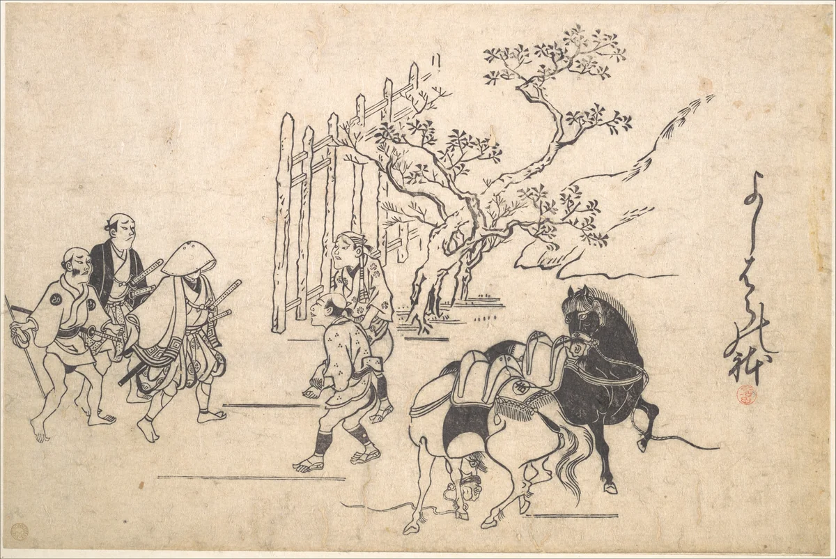 Two Young Samurai by Hishikawa Moronobu (菱川師宣), print, 1670-1690