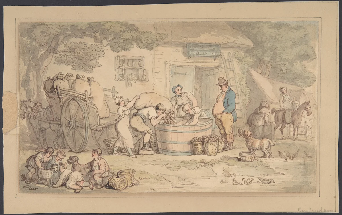 Farming scene by Thomas Rowlandson, drawing, 1780-1827
