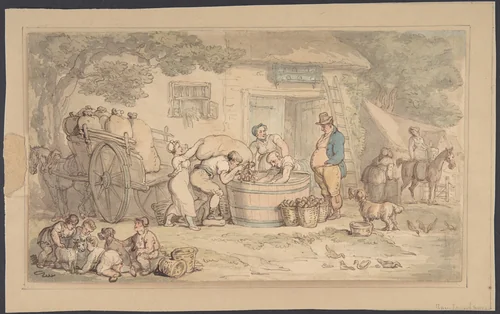 Farming scene by Thomas Rowlandson, drawing, 1780-1827