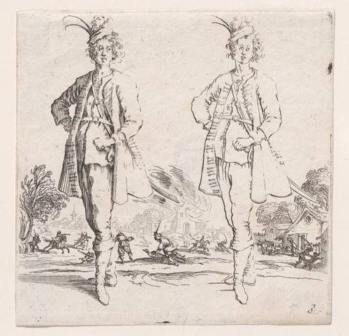 Le Turc Vu de Face, La Main Droite Posée sur la Hanche (Front View of the Turk, Right Hand Placed on Hip), plate 3 from "Varie Figure" (Various Figures) by Jacques Callot, print, 1615-1625