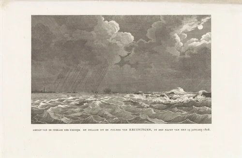 Doorbraak van de Zeedijk te Kruiningen, 1808 by Izaak Jansz. de Wit, print, 1808