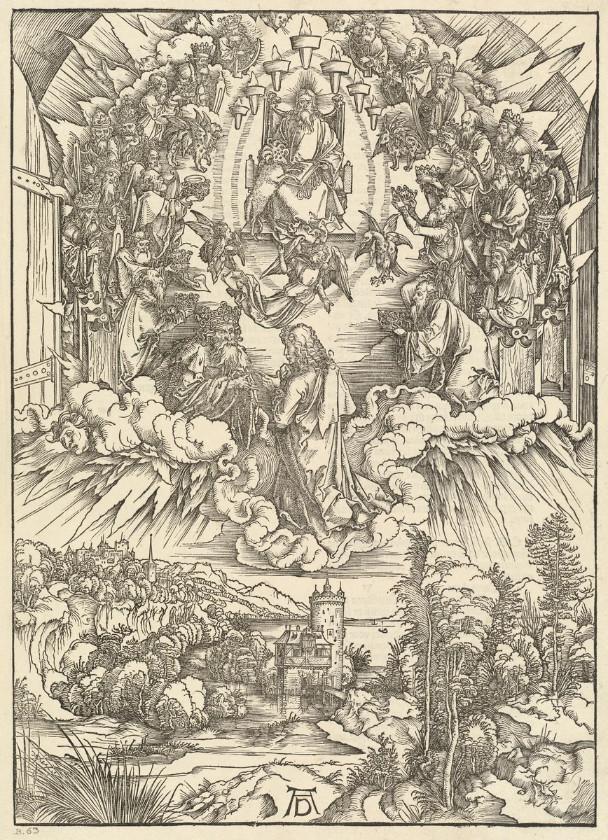 Saint John before God and the Elders by Albrecht Dürer, print, 1498