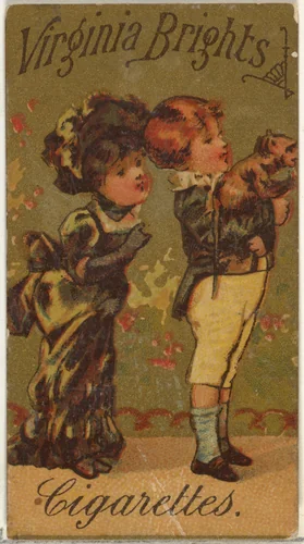 From the Girls and Children series (N64) promoting Virginia Brights Cigarettes for Allen & Ginter brand tobacco products by Allen & Ginter, print, 1886