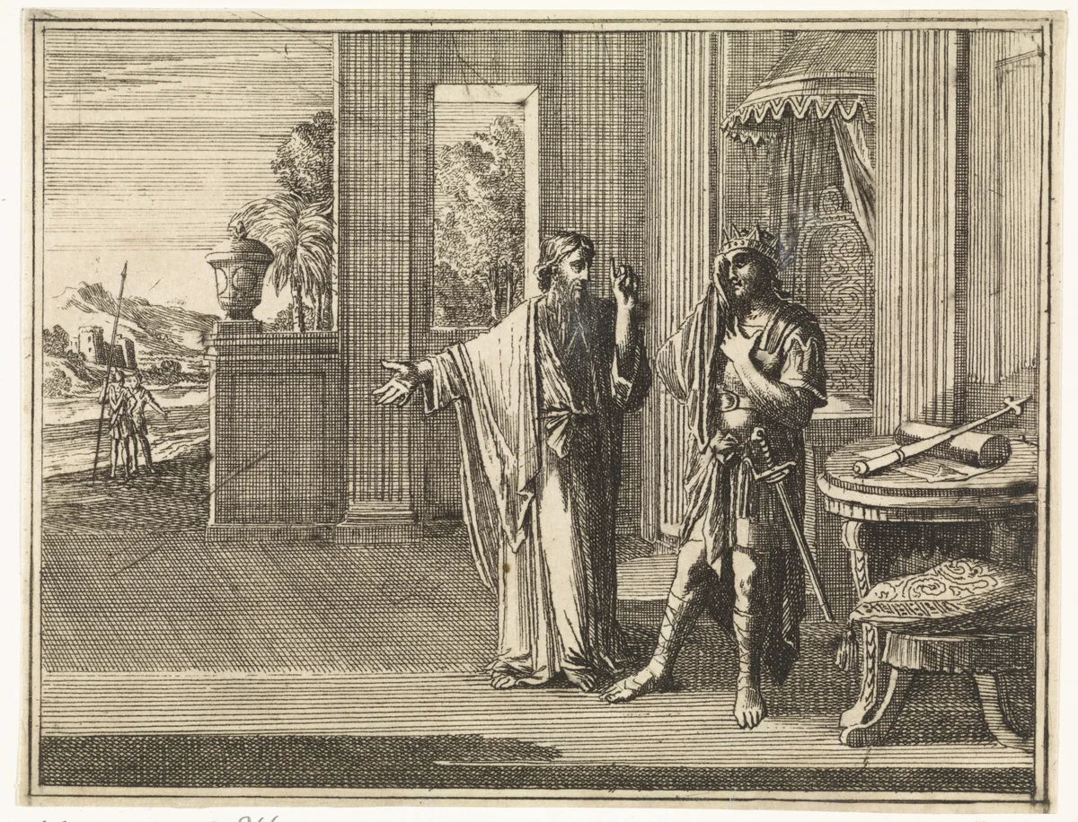 David door Natan bestraft by Caspar Luyken, print, 1712