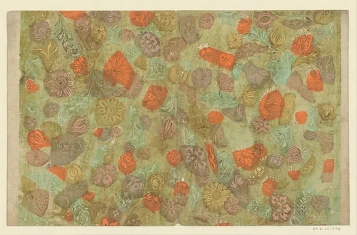 Blad met bloemen met puntenfond by anonymous, other, 1730-1780