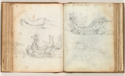Zweedse slee by Jan Brandes, drawing, 1788