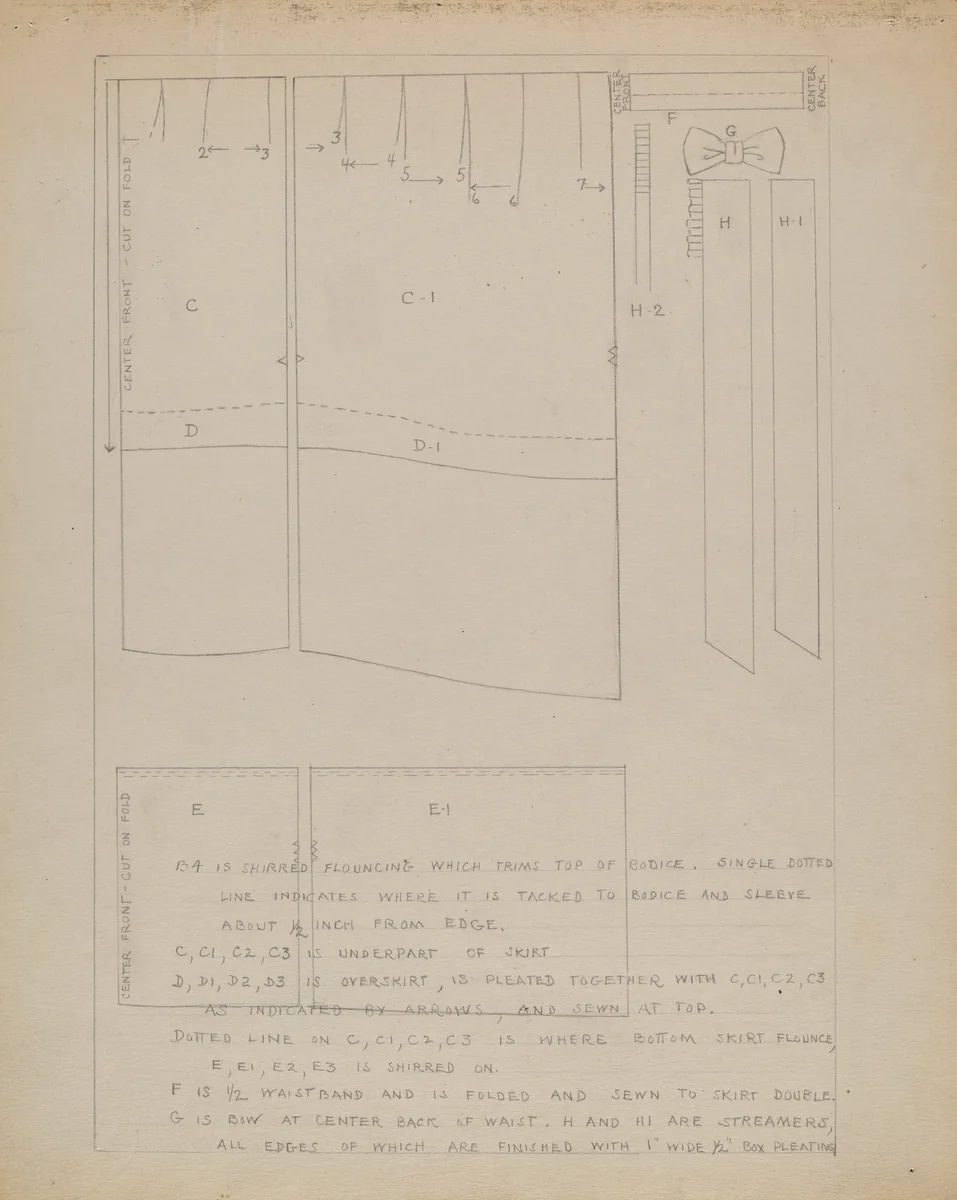 Dress Pattern by Emery Herrett, index of american design, 1936