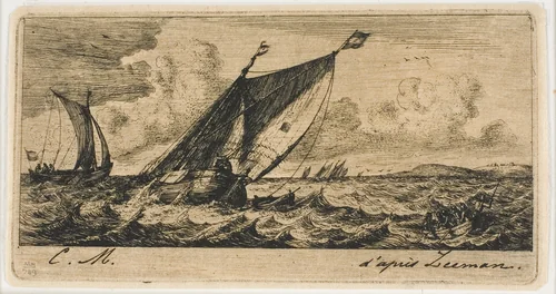 Haarlem Boats in Amsterdam by Charles Meryon, print, 1850