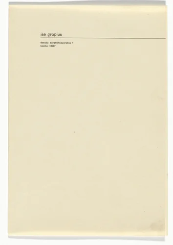 Ise Gropius letterhead by Herbert Bayer, design, 1923