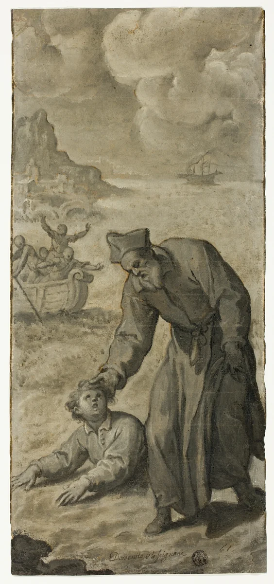 Study for Saint Philip Neri Rescuing a Drowning Youth by Cristofano Roncalli, painting, 1596-1599