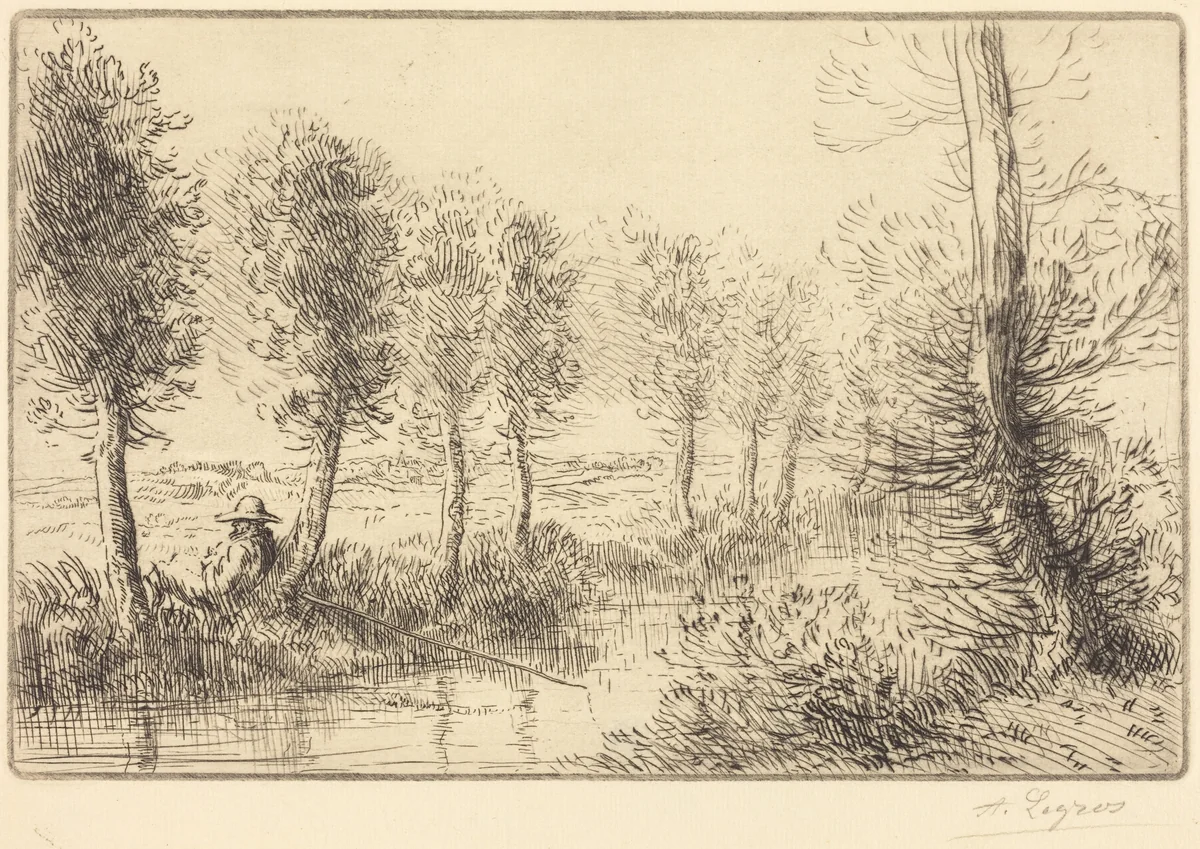 Near the Mill (Pres du moulin) by Alphonse Legros, print, 1837-1911