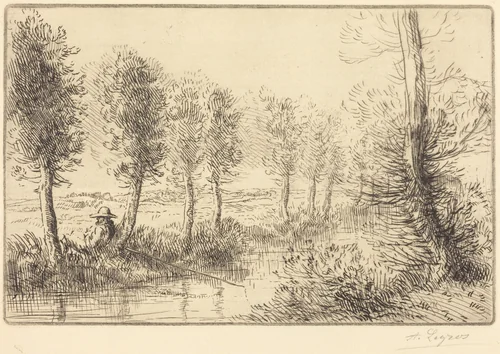 Near the Mill (Pres du moulin) by Alphonse Legros, print, 1837-1911