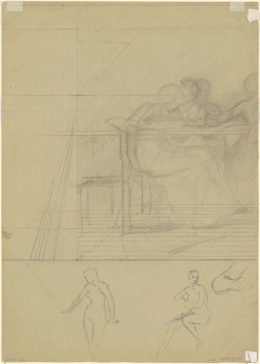 Studies of Figures [verso] by Enoch Wood Perry, Jr., drawing, 1870-1890