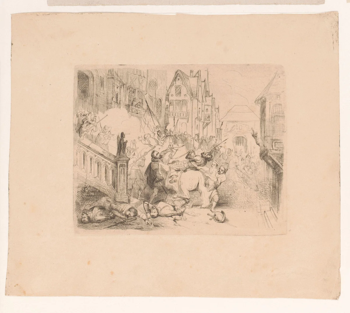 Frans Hercules van Anjou uit Antwerpen verjaagd by Corneille Seghers, print, 1824-1869