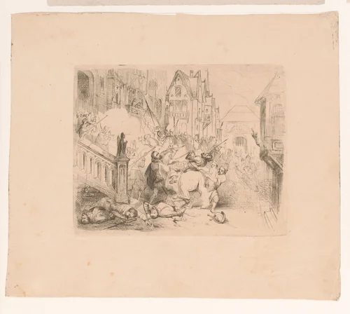 Frans Hercules van Anjou uit Antwerpen verjaagd by Corneille Seghers, print, 1824-1869