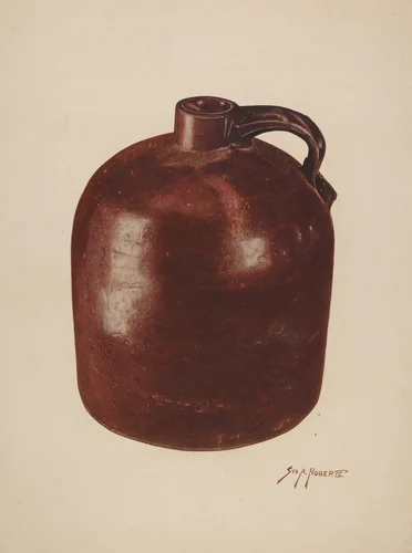 Pottery Jug by Sydney Roberts, index of american design, 1941