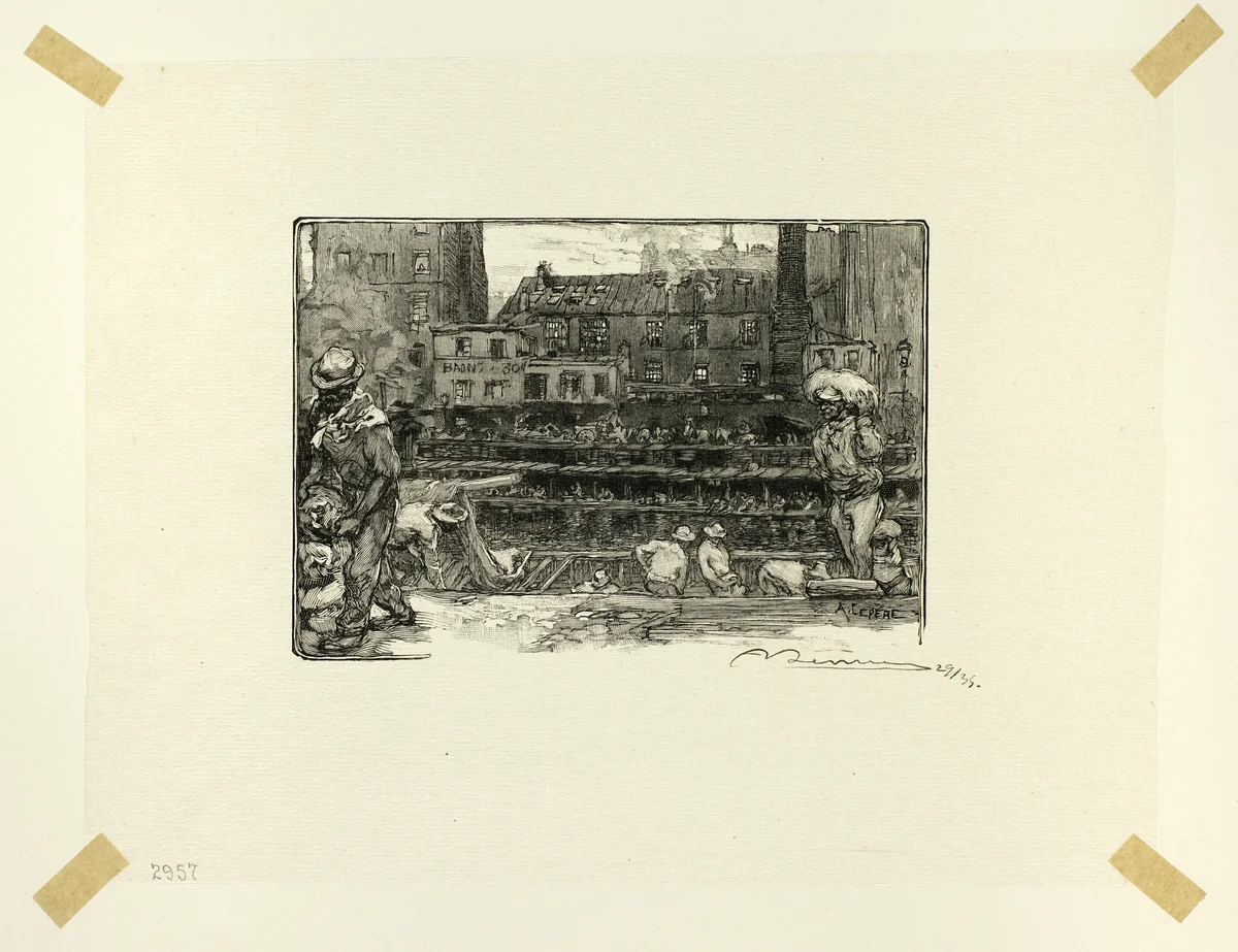 Plaster Unloaders, plate three from Le Long de la Seine et des Boulevards by Louis Auguste Lepère, print, 1890