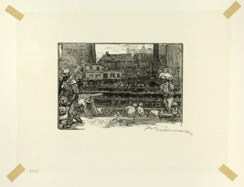 Plaster Unloaders, plate three from Le Long de la Seine et des Boulevards by Louis Auguste Lepère, print, 1890