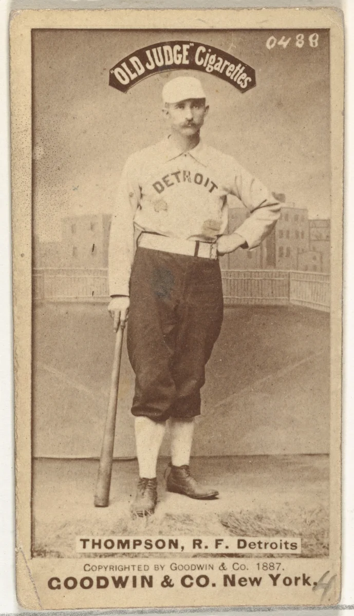 Samuel Luther "Sam" Thompson, Right Field, Detroit Wolverines, from the Old Judge series (N172) for Old Judge Cigarettes by Goodwin & Company, photograph, 1887