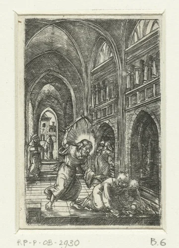 Verdrijving van de geldwisselaars uit de tempel by Unknown, print, 1506-1538