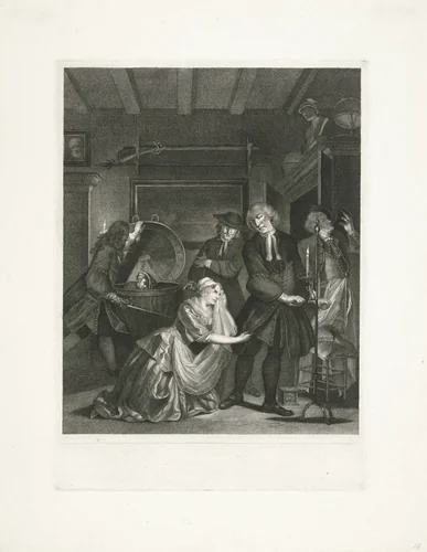 Ontdekking van een minnaar by Jacob Houbraken, print, 1754-1764