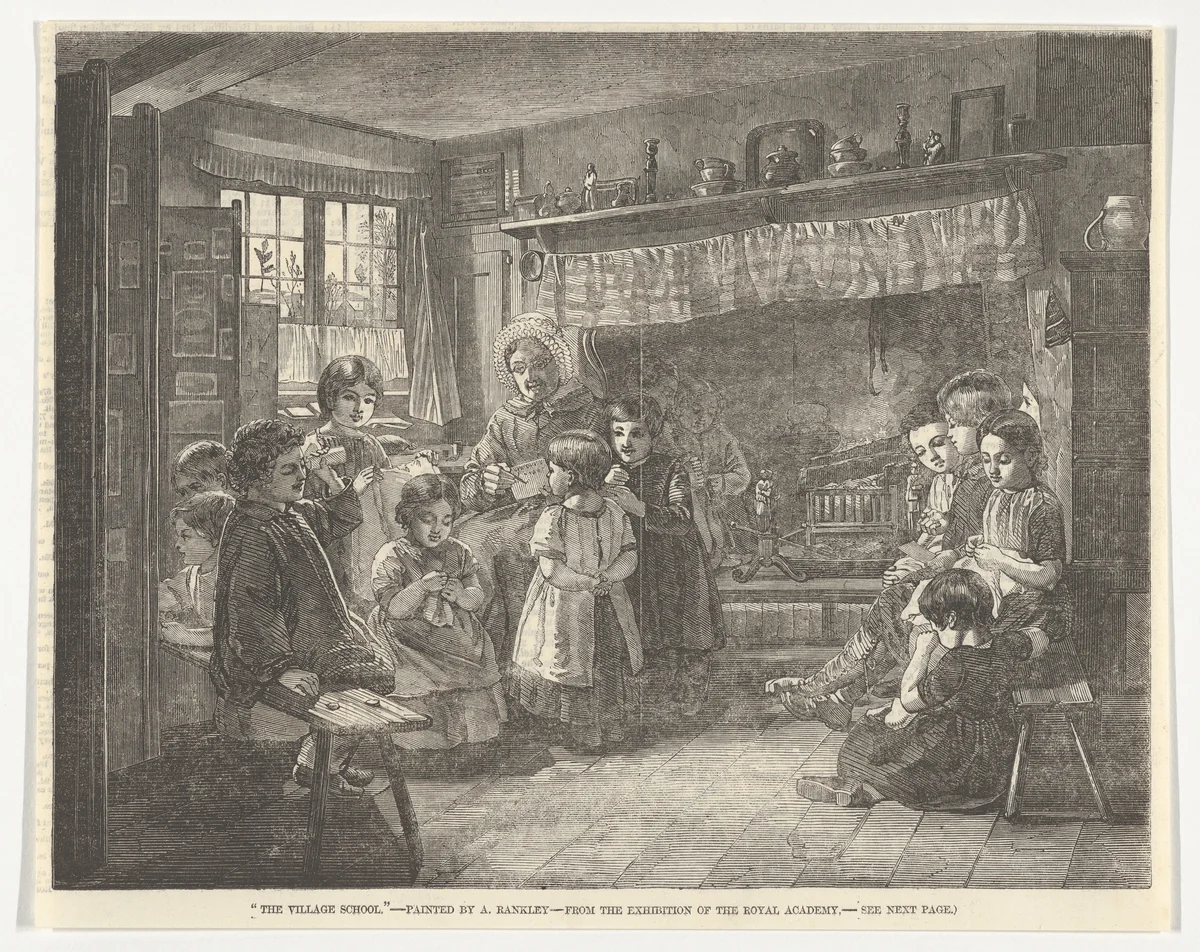 The Village School, from "Illustrated London News" by Alfred Rankley, print, 1856