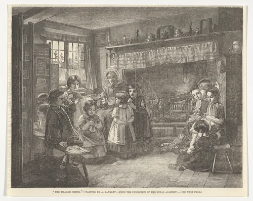 The Village School, from "Illustrated London News" by Alfred Rankley, print, 1856