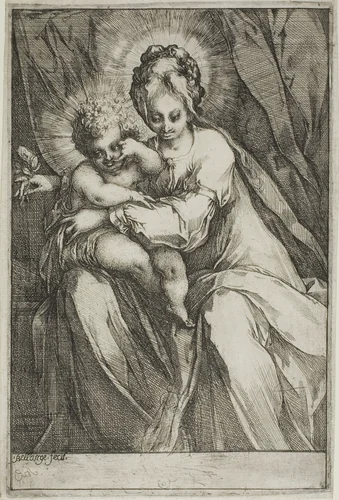 The Virgin and Child with a Rose by Jacques Bellange, print, 1605-1615