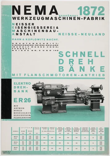Nema Werkzeugmaschinen-Fabrik by Johannes Molzahn, design, 1925