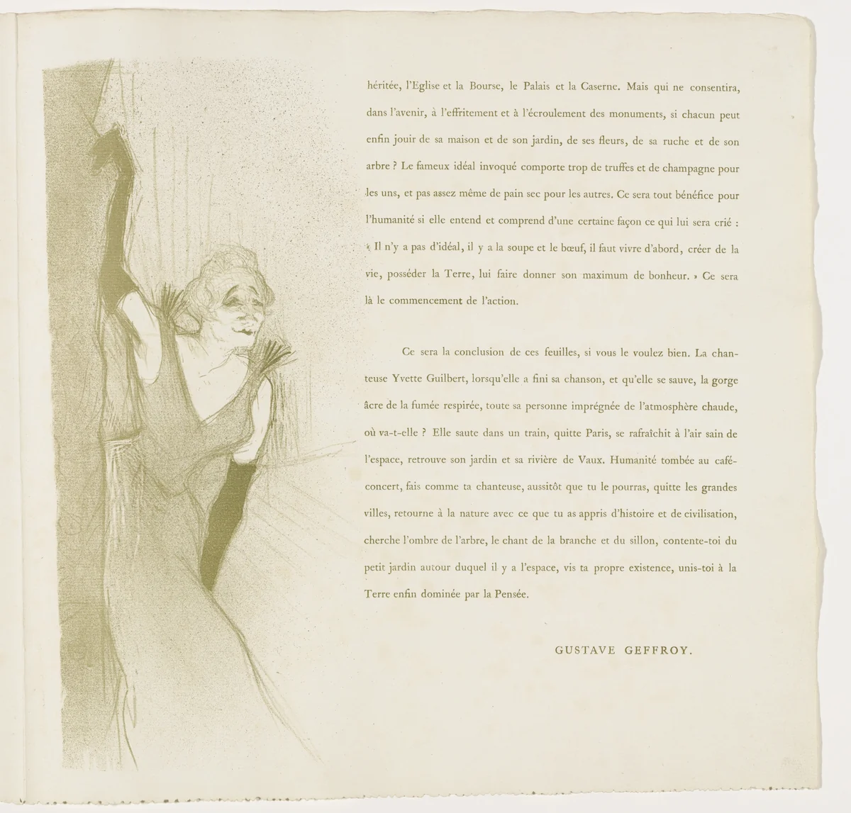Plate 16 (in-text plate, folio 19) from Yvette Guilbert by Henri de Toulouse-Lautrec, illustrated book, 1894