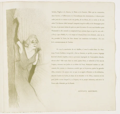 Plate 16 (in-text plate, folio 19) from Yvette Guilbert by Henri de Toulouse-Lautrec, illustrated book, 1894